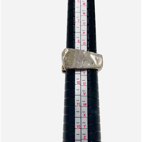 2 - Two statement piece Silver Rings, one with gold trim and blue gemstone