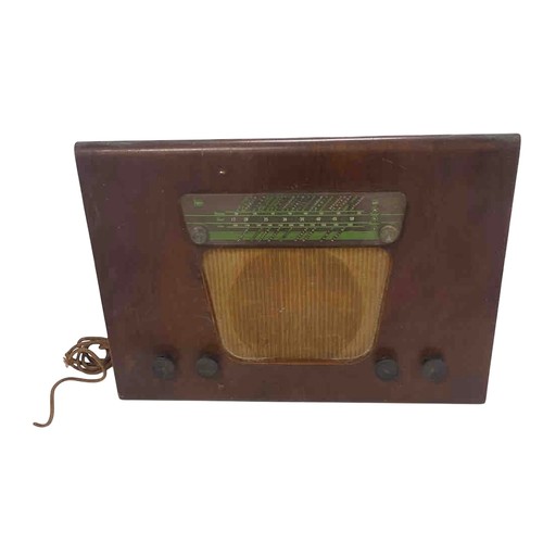 55 - A Mid-Century Murphy valve radio receiver, model A130, in a curved case with green station dial, tex... 