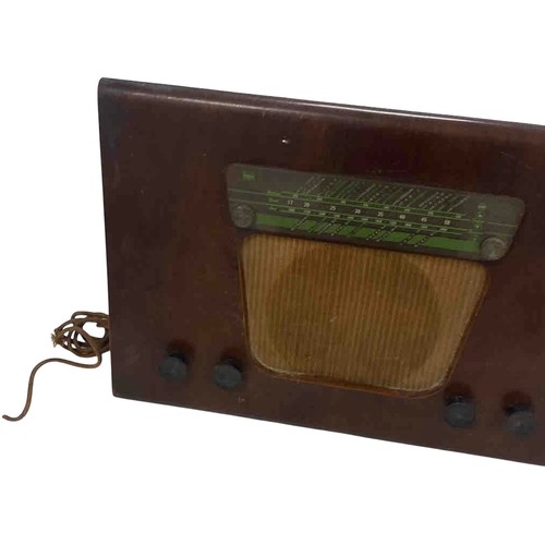 55 - A Mid-Century Murphy valve radio receiver, model A130, in a curved case with green station dial, tex... 