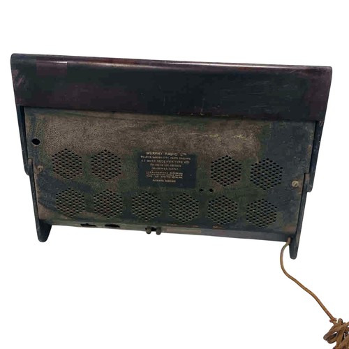 55 - A Mid-Century Murphy valve radio receiver, model A130, in a curved case with green station dial, tex... 
