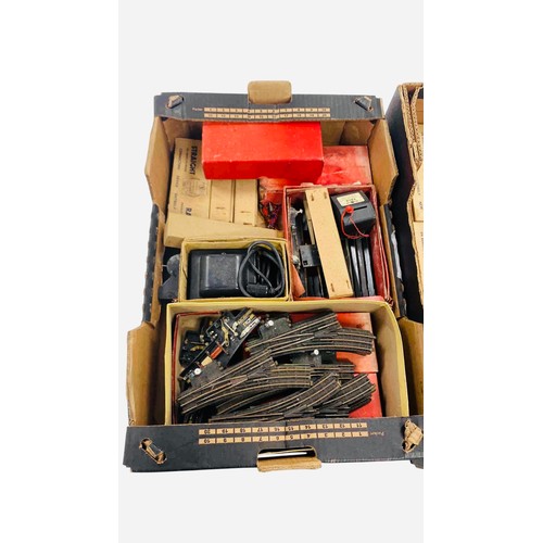 52 - A group of Tri-ang model railway accessories, including TTR straight and curved rails in original bo... 
