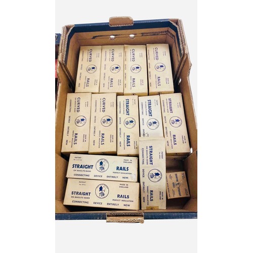 52 - A group of Tri-ang model railway accessories, including TTR straight and curved rails in original bo... 