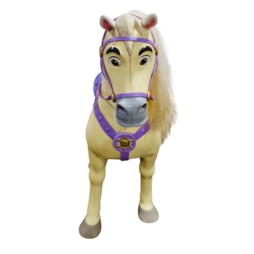 48 - A large Disney Playdate Disney Princess Maximus plastic model horse with long blond mane, articulate... 
