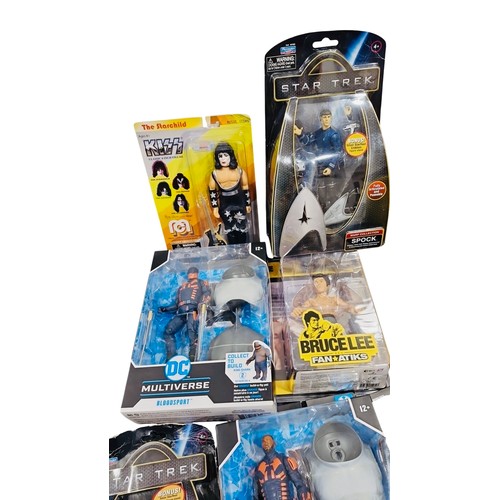 29 - A group of boxed action figures, comprising Star Trek Warp Collection (Kirk, Spock and Sulu), DC Mul... 