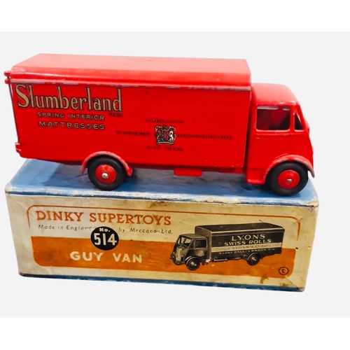 22A - A Dinky Supertoys die-cast Guy advertising van, in red livery for Slumberland Mattresses, with origi... 