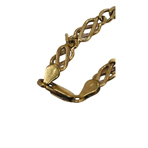 39 - 9CT Gold bracelet of alternating openwork oval links and curb chain, fitted with a lobster clasp, th... 