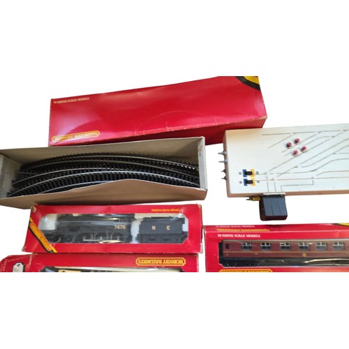 74 - A group of OO gauge model railway items, largely Hornby Railways, including boxed LMS Coach Composit... 