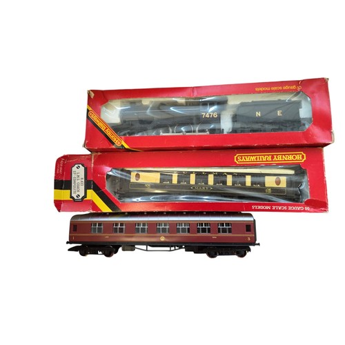 74 - A group of OO gauge model railway items, largely Hornby Railways, including boxed LMS Coach Composit... 