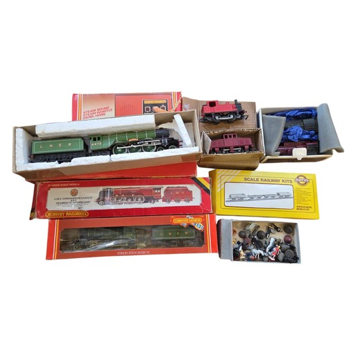 75 - A group of model railway items including Hornby Railways rolling stock and a green LNER locomotive n... 