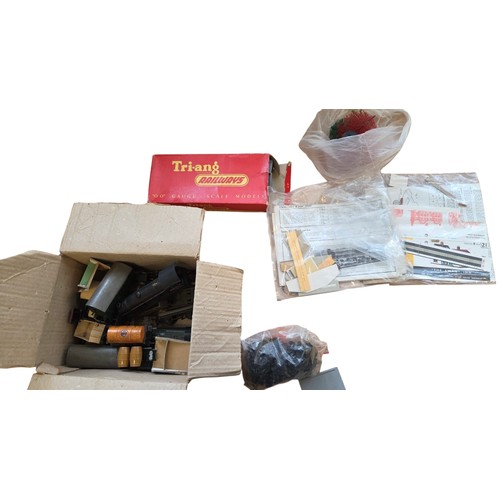 78 - A group of Tri-ang Hornby O gauge model railway components, including locomotive bodies, wagons, tra... 