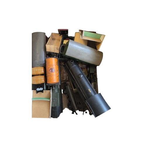 78 - A group of Tri-ang Hornby O gauge model railway components, including locomotive bodies, wagons, tra... 