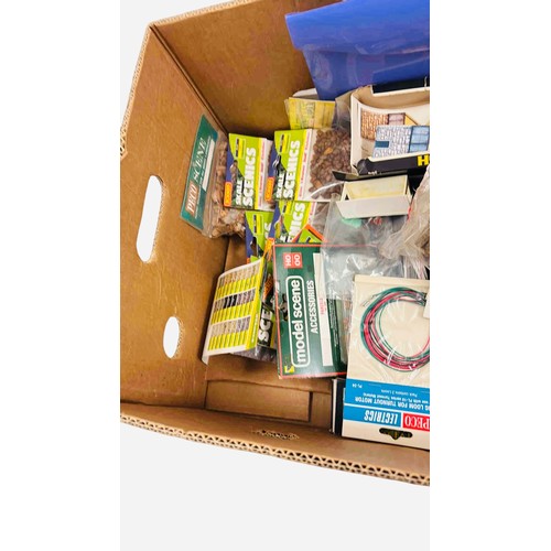 89 - A quantity of model railway accessories and scenic materials, including Peco electrics wiring looms,... 