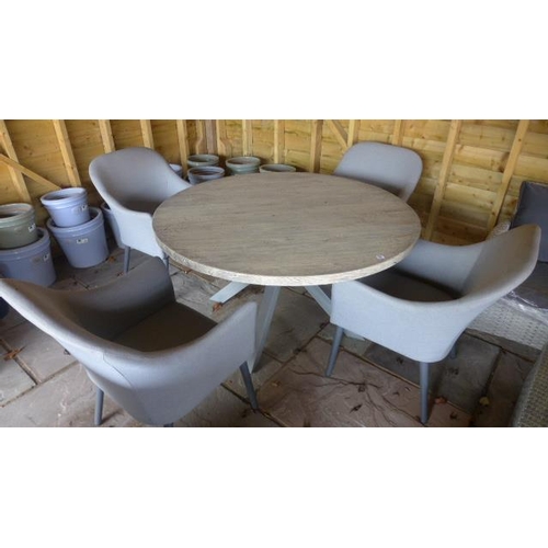 48 - A Bramblecrest Garden Table with a Concrete and Resin Top and four all weather Garden Chairs - 140cm... 