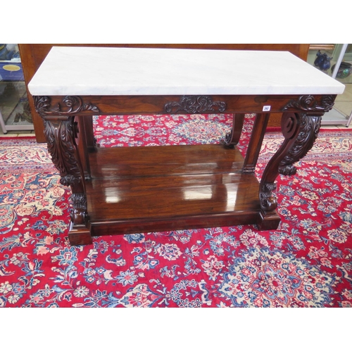 298 - A very fine Regency rosewood console table with a marble top in the manner of Gillows in good condit... 