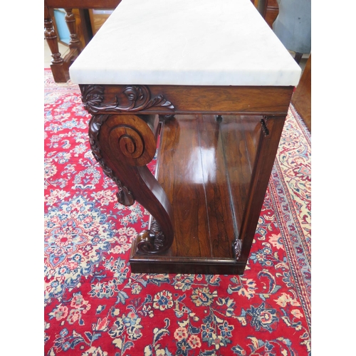 298 - A very fine Regency rosewood console table with a marble top in the manner of Gillows in good condit... 