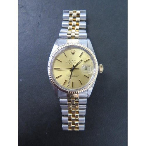 1051 - A Rolex 1987 Oyster Perpetual bi metal gents wristwatch with box and papers, model 16013 no 7508151 ... 