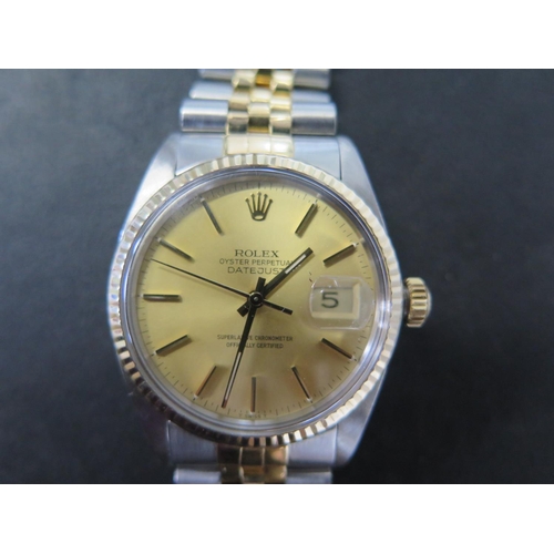 1051 - A Rolex 1987 Oyster Perpetual bi metal gents wristwatch with box and papers, model 16013 no 7508151 ... 