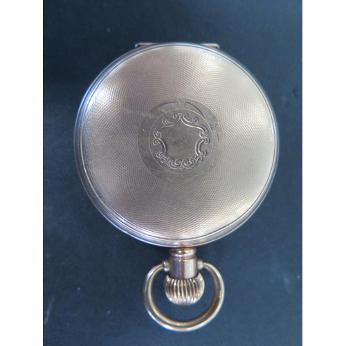 1064 - A gold plated manual wind Hunter pocket watch the dial signed Harris Stone Leeds - 50mm wide - clean... 