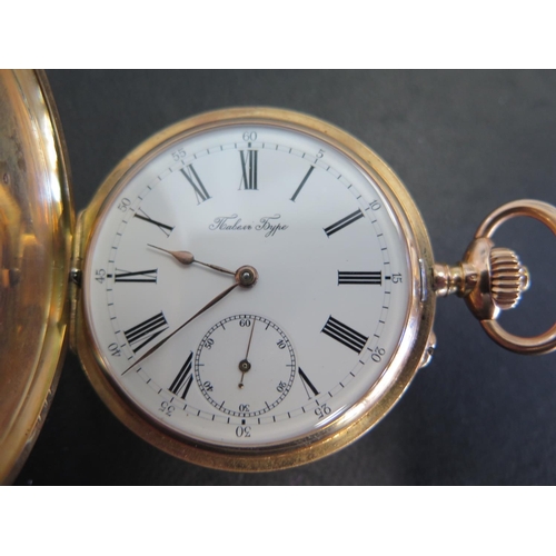 1069 - A 14ct gold full Hunter Russian pocket watch by Paul Buhre, supplier to the Russian Imperial Court n... 