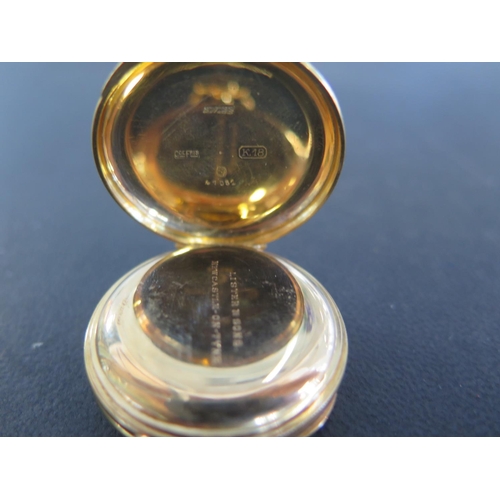 1074 - An 18ct yellow gold cased open faced ladies pocket watch with Arabic numerals to enamel dial - the b... 