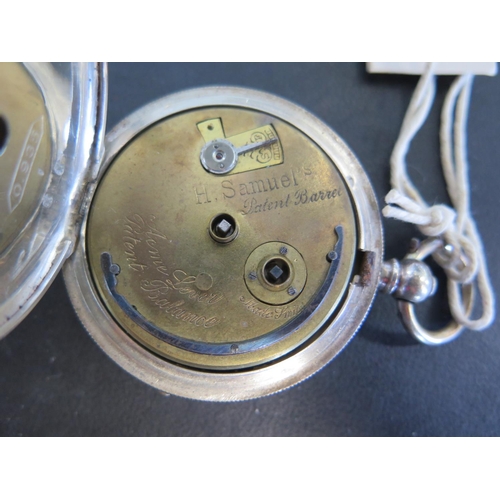 1086 - An open faced silver cased pocket watch with Roman numerals to white enamel dial with subsidiary sec... 