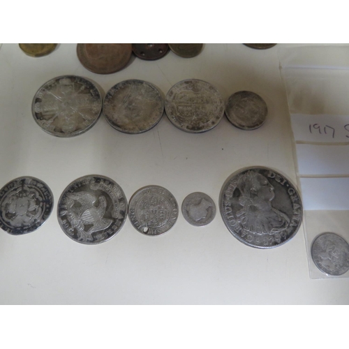 1112 - A selection of silver coinage including a Henry VI Florin, 1799 Mexican silver Dollar an 1836 Americ... 