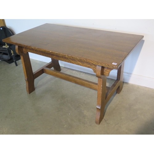 118 - An oak Arts and Crafts refectory table - Height 74cm x 76cm x 137cm - removed from a Cambridge Colle... 