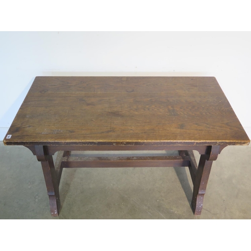 120 - An oak Arts and Crafts refectory table - Height 74cm x 75cm x 137cm - removed from a Cambridge Colle... 