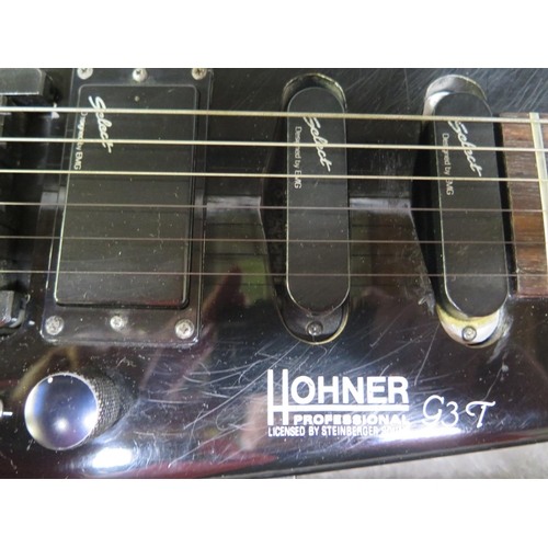 1217 - A Hohner G3T Professional electric guitar - 77cm long - in flight case - some light scratches, strok... 