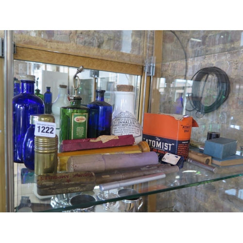 1222 - A large quantity of vintage medical items including ear syringes, thermometers, poison bottles, impr... 