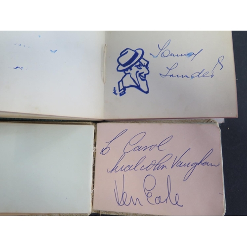 1264 - Two vintage autograph albums containing signatures of Benny Hill, Tommy Trinder, Billy Cotton, Ken D... 