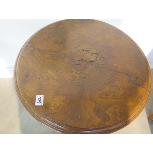 129 - A 19th century burr walnut side table - the top needs re veneering