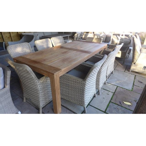 2 - A Bramblecrest teak Batu dining table 220cm long with eight armchairs