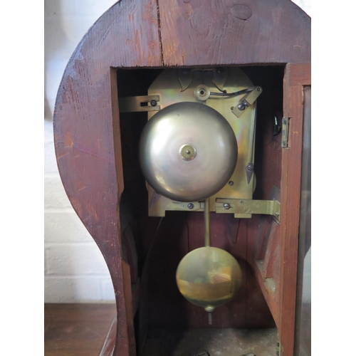 207 - A mahogany cased 19th century balloon clock with Roman numerals to enamel dial marked J H Nicholas, ... 