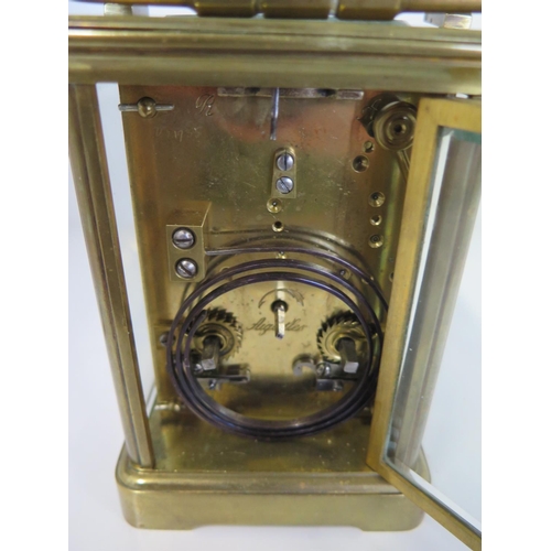 208 - A good quality French carriage clock striking on a gong with repeat movement numbered 2092 - Height ... 