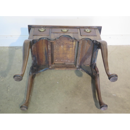 255 - An antique mahogany three drawer lowboy - Height 69cm x 72cm x 45cm