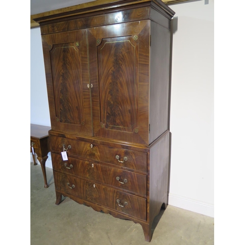 286 - A 19th century mahogany and inlaid linen press with four slides over the base with three drawers - 2... 