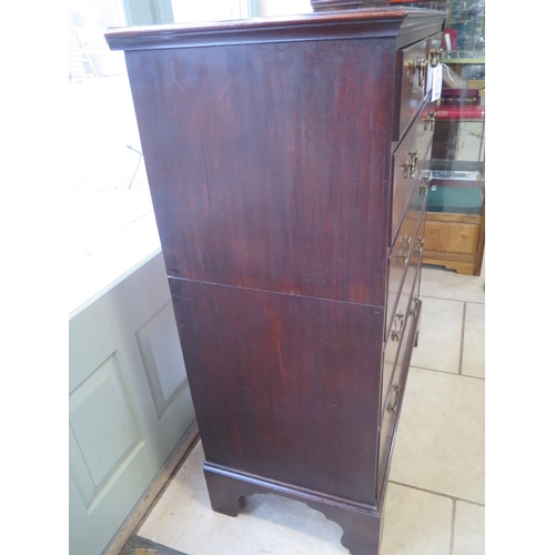 320 - A 19th century mahogany two part chest with two short over four long drawers - Height 137cm x 111cm ... 