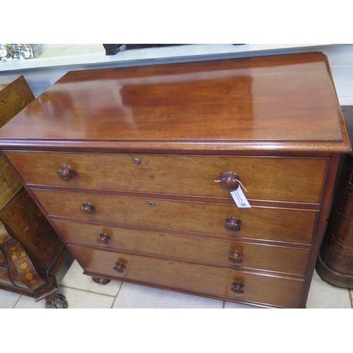 321 - A 19th century four drawer chest on turned feet - Height 110cm x 118cm x 59cm - in restored conditio... 