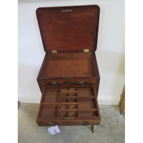 327 - A 19th century mahogany worktable with a lift up top and a fitted drawer above an undertier - Height... 