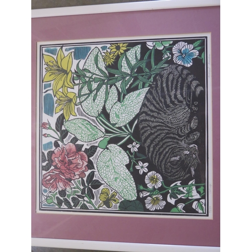 459 - Richard Bawden signed colored lithograph - Catnap 46/75 - 47cm x 47cm - in good condition, minor mar... 