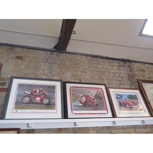 467 - Two signed motorcycle racing prints - Double Dutch and The One and Only - and a Stuart Booth print