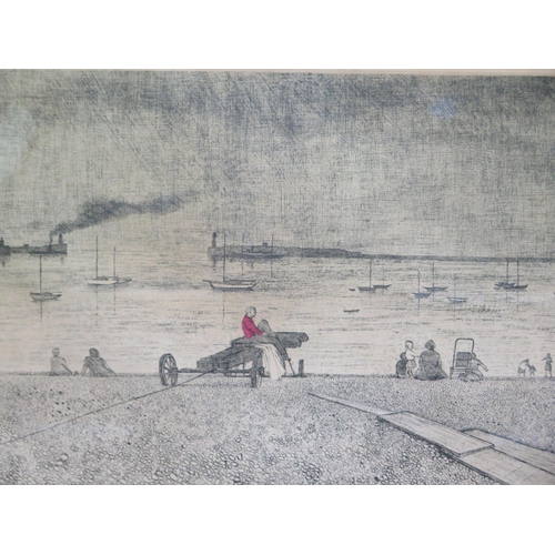 472 - Norman Webster Limited Edition coloured etching Dover Beach and Harbour - 13/30 signed and dated 197... 