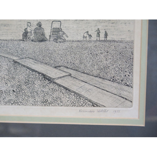 472 - Norman Webster Limited Edition coloured etching Dover Beach and Harbour - 13/30 signed and dated 197... 