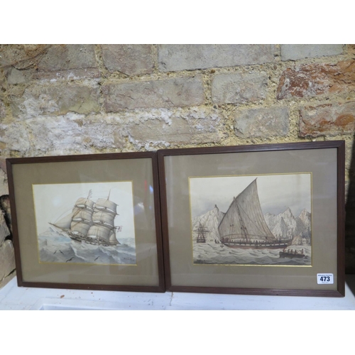 473 - Two Maritime coloured prints probably 19th century - 19cm x 25cm