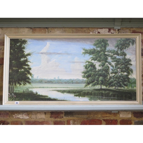 478 - An oil on canvas landscape entitled River Roding, Curtismill Green, Essex by Clive Edwards, 49cm x 1... 