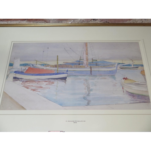 485 - A framed and glazed watercolour - A Harbour - Alexander Graham Munro - From a portfolio of the artis... 