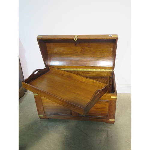 5 - A modern dome top camphor wood chest with an internal tray - Height 63cm x 91cm x 51cm