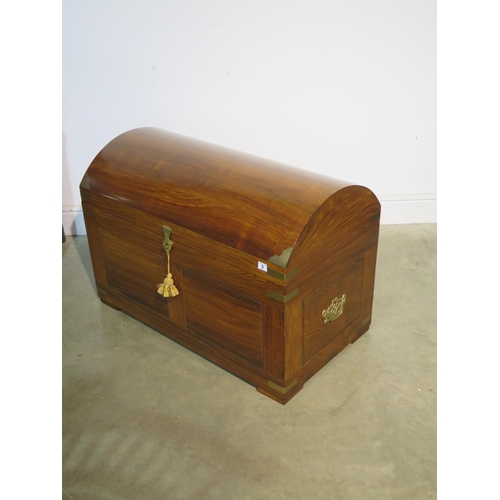 5 - A modern dome top camphor wood chest with an internal tray - Height 63cm x 91cm x 51cm