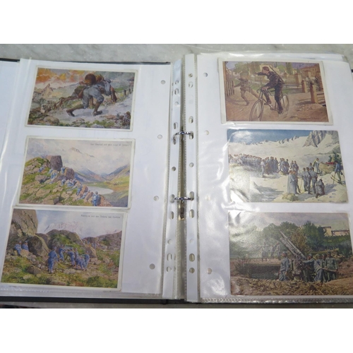 524 - An album containing approx 200 postcards relating to World War I